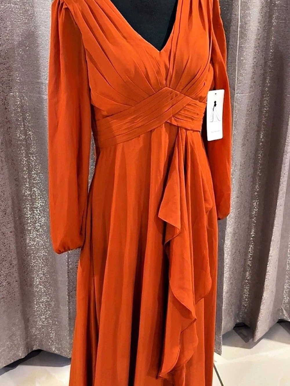 Orange Long Sleeve Maxi Dress NWT